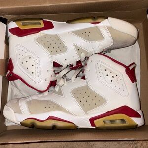 White and Red Jordan 6 Hare Women's size 7 (5.5 in boys)